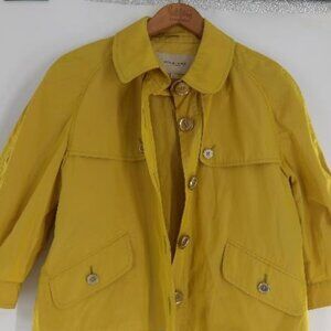 Vintage Y2K Burberry Women's 6 Mustard Yellow 3/4 Sleeve Cropped Rain Jacket